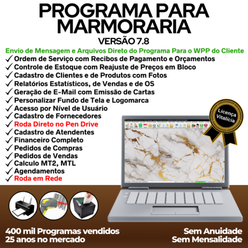 Programa Ordem de Serviço Marmoraria  Vendas  Financeiro v7.8 Whatsapp 682954