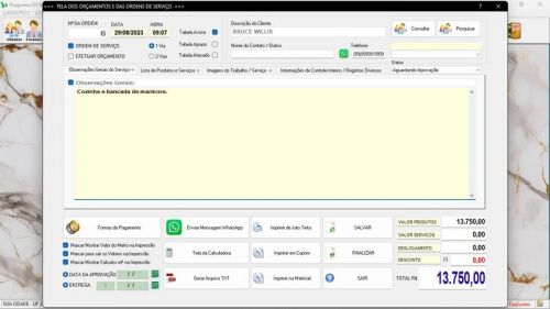 Programa Ordem de Serviço Marmoraria  Vendas  Financeiro v7.8 Whatsapp 682973