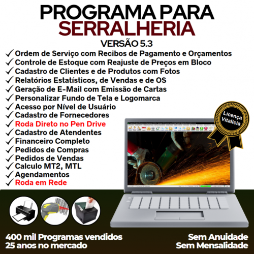 Programa Ordem de Serviço Serralheria com Vendas e Financeiro e Agendamento v5.3 - Fpqsystem 682372
