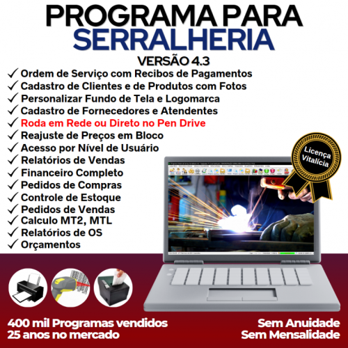 Programa Ordem de Serviço Serralheria com Vendas e Financeiro v4.3 - Fpqsystem 682329