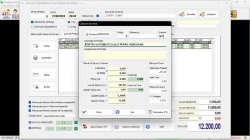 Programa Ordem de Serviço Serralheria  Vendas  Financeiro v6.3 Whatsapp 682453