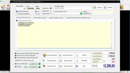 Programa Ordem de Serviço Serralheria  Vendas  Financeiro v6.3 Whatsapp 682455