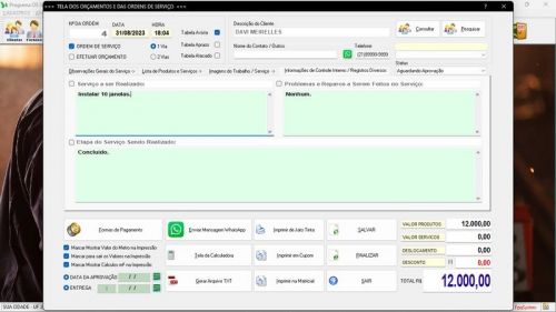 Programa Ordem de Serviço Serralheria  Vendas  Financeiro v7.3 Whatsapp - Fpqsystem 682525