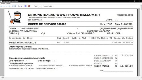 Programa Ordem de Serviço Serralheria  Vendas  Financeiro v7.3 Whatsapp - Fpqsystem 682526