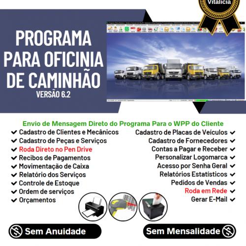 Programa Os Oficina Mecânica Caminhão com Check List Vendas Estoque e Financeiro v6.2 Plus  - Fpqsystem 654990