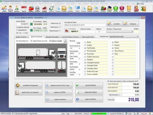 Programa Os Oficina Mecânica Caminhão com Check List Vendas Estoque e Financeiro v6.2 Plus  - Fpqsystem 655004