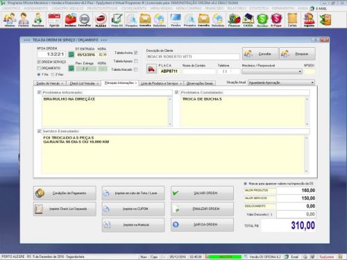 Programa Os Oficina Mecânica Caminhão com Check List Vendas Estoque e Financeiro v6.2 Plus  Whatsapp 610471