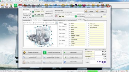 Programa Os Oficina Mecânica Caminhão com Check List Vendas Estoque e Financeiro v7.2 Plus Whatsapp via Os - Fpqsystem 610494