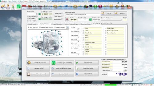 Programa Os Oficina Mecânica Caminhão com Check List Vendas Estoque e Financeiro v7.2 Plus  Whatsapp via Os 610494
