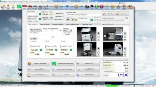Programa Os Oficina Mecânica Caminhão com Check List Vendas Estoque e Financeiro v7.2 Plus  Whatsapp via Os 610500
