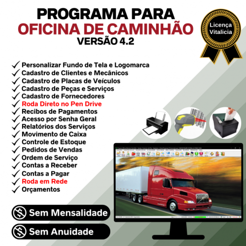 Programa Os Oficina Mecânica Caminhão com Vendas Compras e Financeiro v4.2 - Fpqsystem 718549