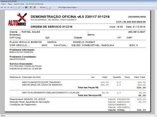 Programa Os Oficina Mecânica com Check List Vendas Estoque e Financeiro v6.0 Plus  - Fpqsystem 654750