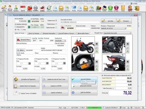 Programa Os Oficina Mecânica Moto com Check List Vendas Estoque e Financeiro v6.1 Plus - Fpqsystem 654884