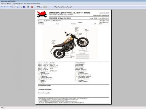 Programa Os Oficina Mecânica Moto com Check List Vendas Estoque e Financeiro v6.1 Plus - Fpqsystem 654885