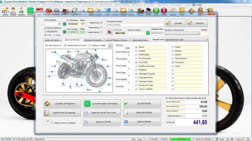 Programa Os Oficina Mecânica Moto com Check List Vendas Estoque e Financeiro v7.1 Plus  Whatsapp via Os 610414