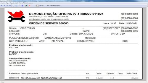 Programa Os Oficina Mecânica Moto com Check List Vendas Estoque e Financeiro v7.1 Plus Whatsapp via Os - Fpqsystem 610428