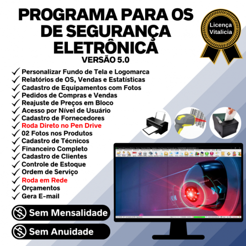 Programa Os Segurança Eletrônica  Vendas  Estoque e Financeiro v5.0 Plus 681762