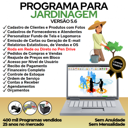 Programa Os Serviços de Jardinagem com Vendas Financeiro e Estatística v5.6 Plus - Fpqsystem 657148