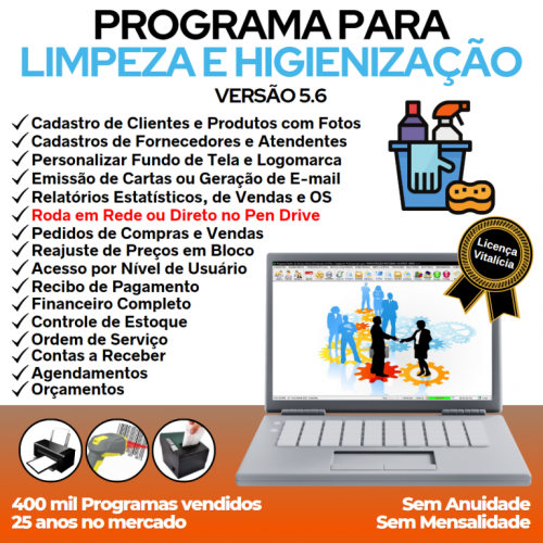 Programa Os Serviços de Limpeza e Higienização com Vendas Financeiro e Estatística v5.6 Plus - Fpqsystem 657187