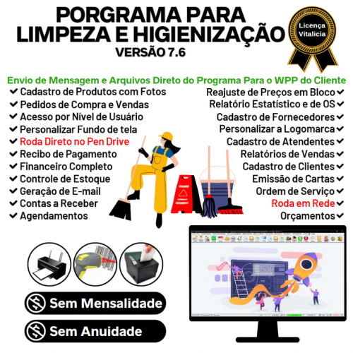 Programa Os Serviços de Limpeza e Higienização   com Vendas Financeiro e Estatísticas v7.6 Plus - Fpqsystem 657307