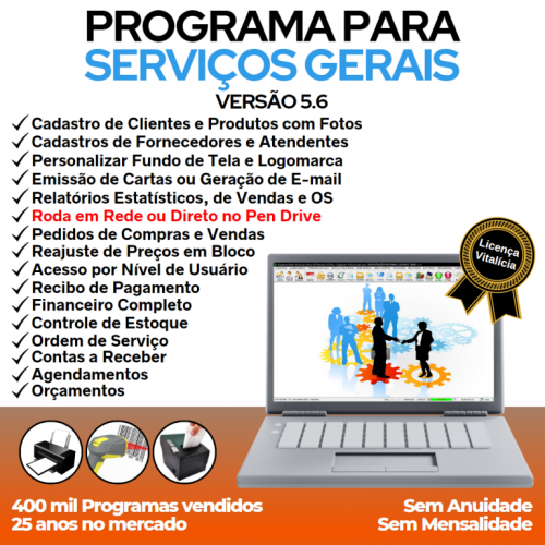 Programa Os Serviços Gerais com Vendas Financeiro e Estatísticas v5.6 Plus - Fpqsystem 664735