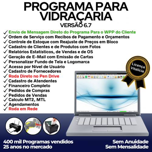 Programa Os Vidraçaria e Esquadria Vendas Financeiro v6.7 Plus Whatzapp - Fpqsystem 682659