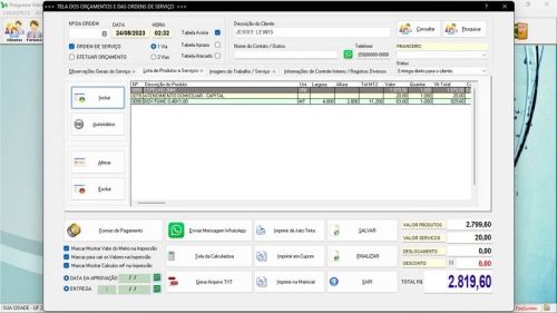 Programa Os Vidraçaria e Esquadria  Vendas  Financeiro v7.7 Plus Whatsapp - Fpqsystem 682741