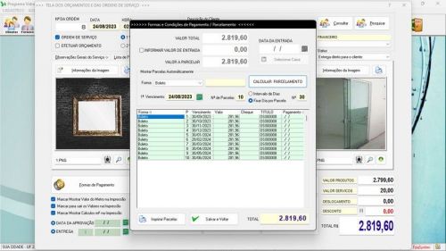 Programa Os Vidraçaria e Esquadria  Vendas  Financeiro v7.7 Plus Whatsapp - Fpqsystem 682743