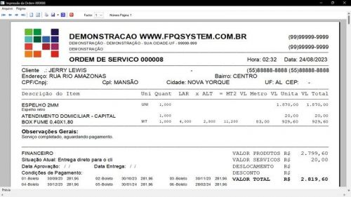 Programa Os Vidraçaria e Esquadria  Vendas  Financeiro v7.7 Plus Whatsapp - Fpqsystem 682744
