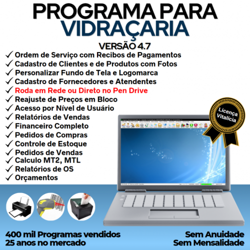 Programa Os Vidraçaria e Esquadrias com Vendas e Financeiro v4.7 - Fpqsystem 682605