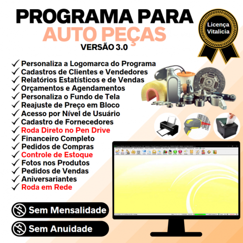 Programa para Auto Peças com Acessórios  Controle de Estoque Pedido de Vendas e Financeiro v3.0 Plus - Fpqsystem 655986