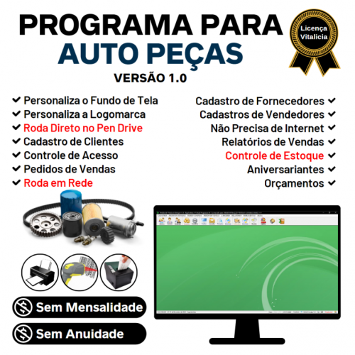 Programa para Auto Peças com Controle de Estoque e Pedido de Vendas v1.0 - Fpqsystem 653599