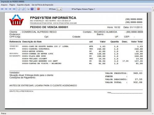 Programa para Auto Peças com Controle de Estoque e Pedido de Vendas v1.0 - Fpqsystem 653604