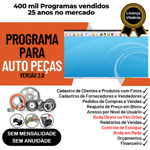 Programa para Auto Peças com Controle de Estoque Pedido de Vendas e Financeiro v2.0 - Fpqsystem 655658