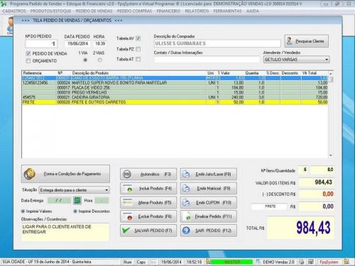 Programa para Auto Peças com Controle de Estoque Pedido de Vendas e Financeiro v2.0 - Fpqsystem 655660