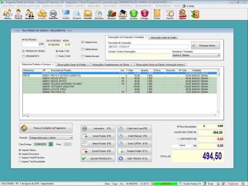 Programa para Auto Peças com Controle de Estoque Pedido de Vendas e Financeiro v4.0 Plus - Fpqsystem 656200