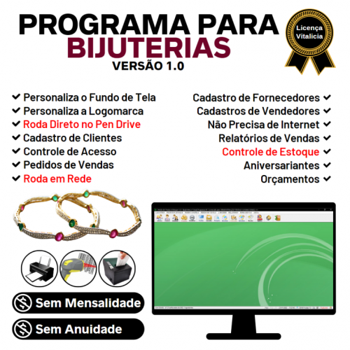 Programa para Bijuterias e Acessórios com Controle de Estoque Pedido de Vendas v1.0 - Fpqsystem 653186