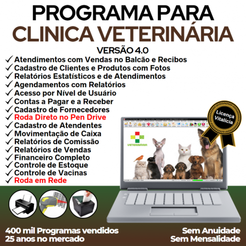 Programa para Clinica Veterinária com Agendamento Vendas e Financeiro v4.0 Plus - Fpqsystem 657589