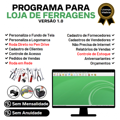 Programa para Ferragens com Controle de Estoque e Pedido de Vendas v1.0 - Fpqsystem 653270