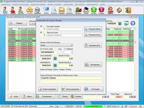 Programa para Ferragens com Controle de Estoque Pedido de Vendas e Financeiro v2.0 - Fpqsystem 655432