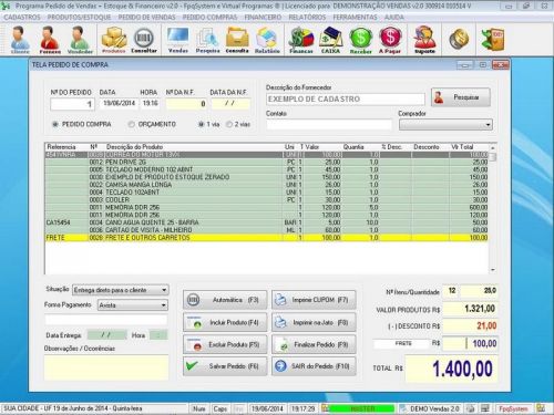 Programa para Ferragens com Controle de Estoque Pedido de Vendas e Financeiro v2.0 - Fpqsystem 655436