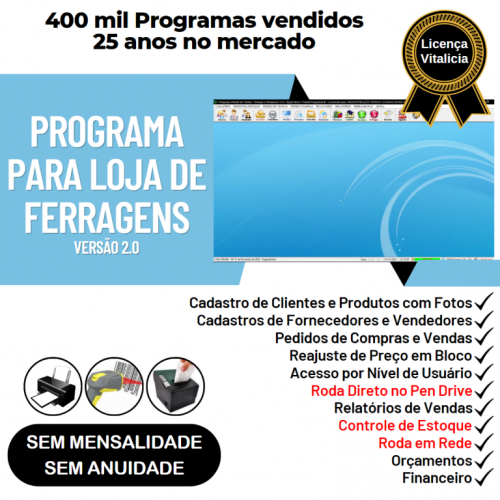 Programa para Ferragens com Controle de Estoque Pedido de Vendas e Financeiro v2.0 - Fpqsystem 655441