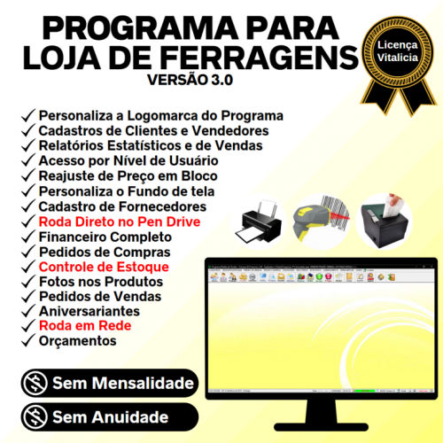 Programa para Ferragens  Controle de Estoque Pedido de Vendas e Financeiro v3.0 Plus - Fpqsystem 655804