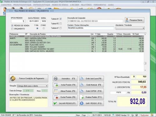 Programa para Floricultura com Controle de Estoque e Pedido de Vendas v1.0 - Fpqsystem 653626