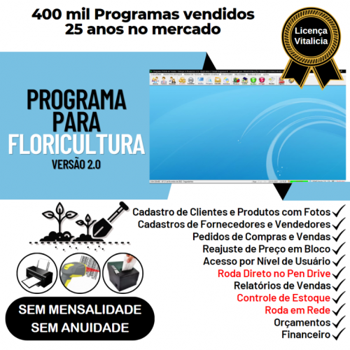 Programa para Floricultura com Controle de Estoque Pedido de Vendas e Financeiro v2.0 - Fpqsystem 655445