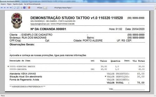 Programa para Gerenciar Studio Tatoo  Atendimento v1.0 - Fpqsystem 598167