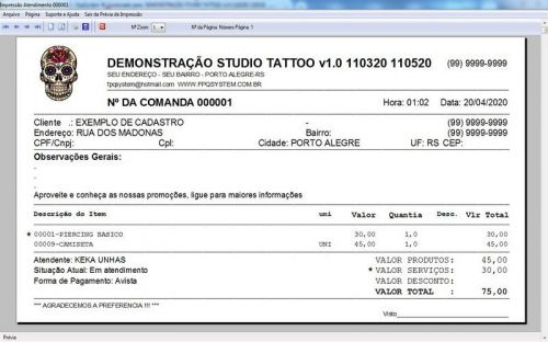 Programa para Gerenciar Studio Tatoo Atendimento v1.0 - Fpqsystem 598172
