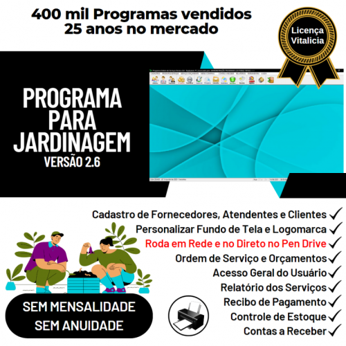 Programa para Jardinagem com Ordem de Serviços Gerais Orçamentos e Relatórios v2.6 - Fpqsystem 653816