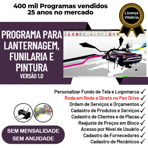Programa para Lanternagem Funilaria Pintura e Serviços v1.0 - Fpqsystem 718751