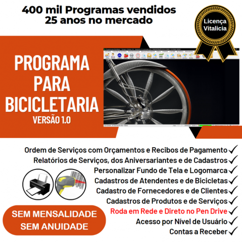 Programa para Loja de Bicicletaria com Serviços e Vendas v1.0 - Fpqsystem 682160